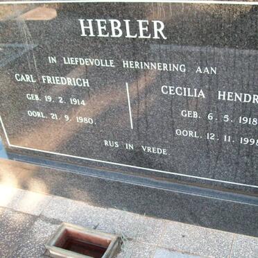 HEBLER Carl Friedrich 1914-1980 &amp; Cecilia Hendrina 1918-1998
