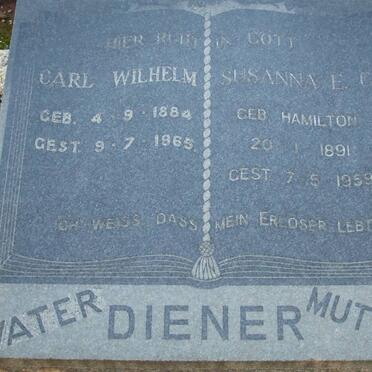 DIENER Carl Wilhelm 1884-1965 &amp; Susanna E.C. HAMILTON 1897-1959