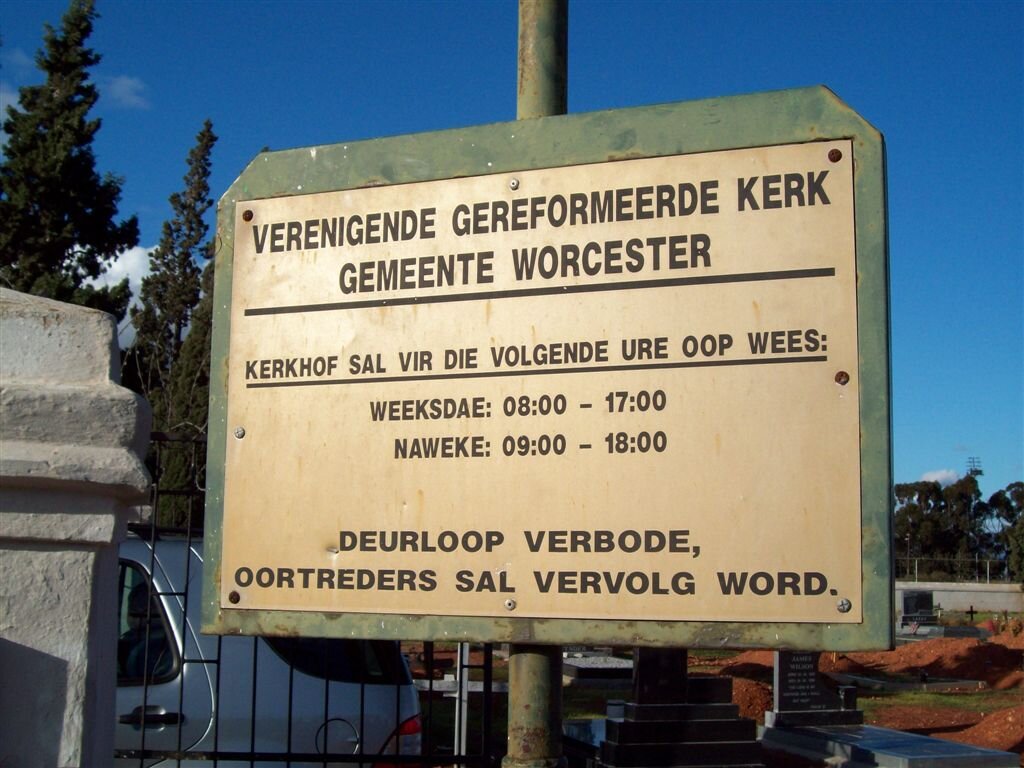 1. Verenigende Gereformeerde Kerk, Gemeente Worcester.