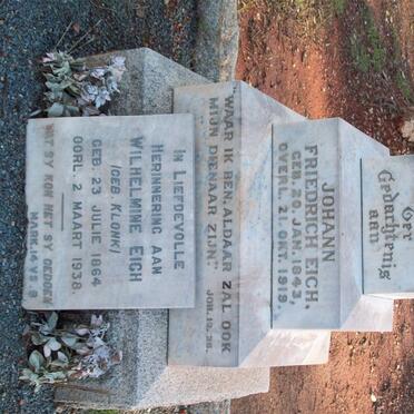 EICH Johann Friederich 1843-1919 &amp; Wilhelmine KLONK 1864-1938