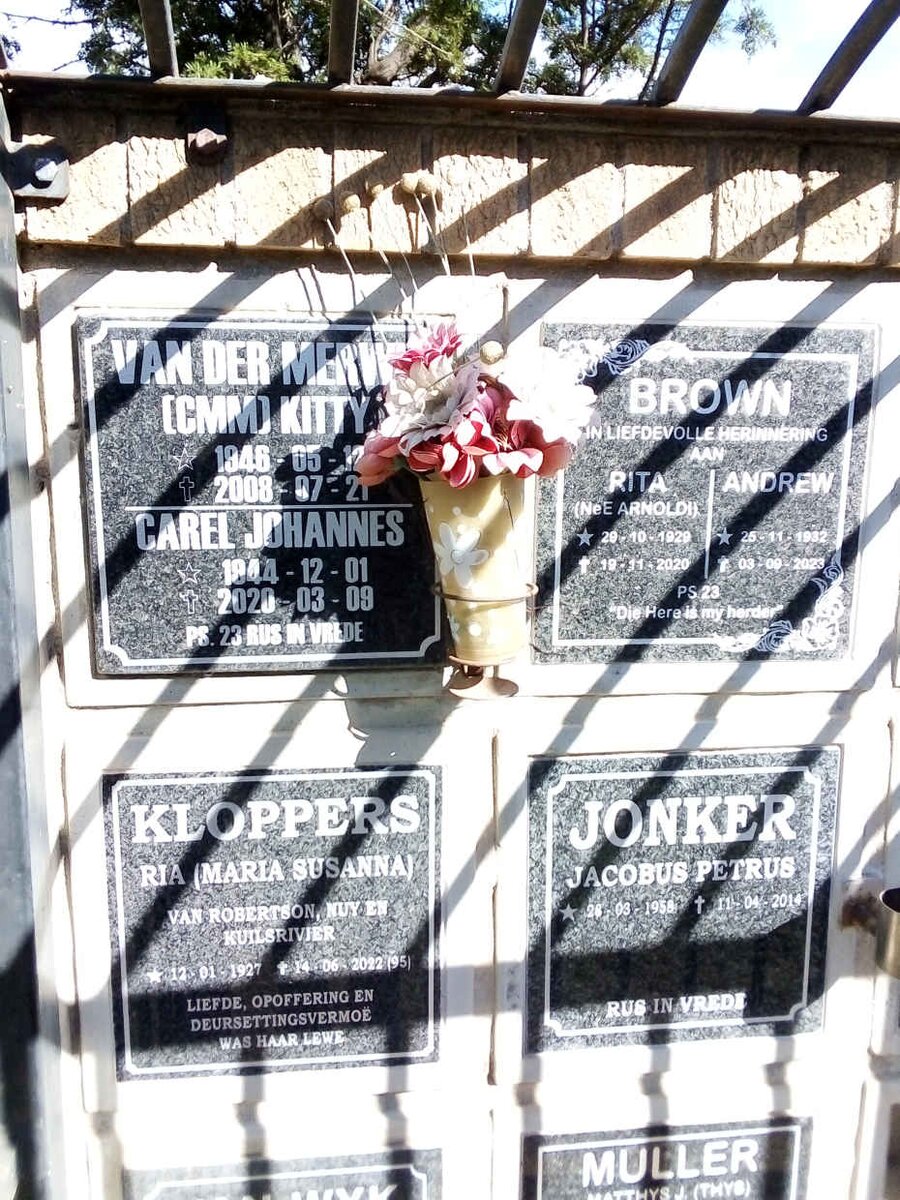 MERWE, van der :: BROWN :: ARNOLDI :: KLOPPERS :: JONKER