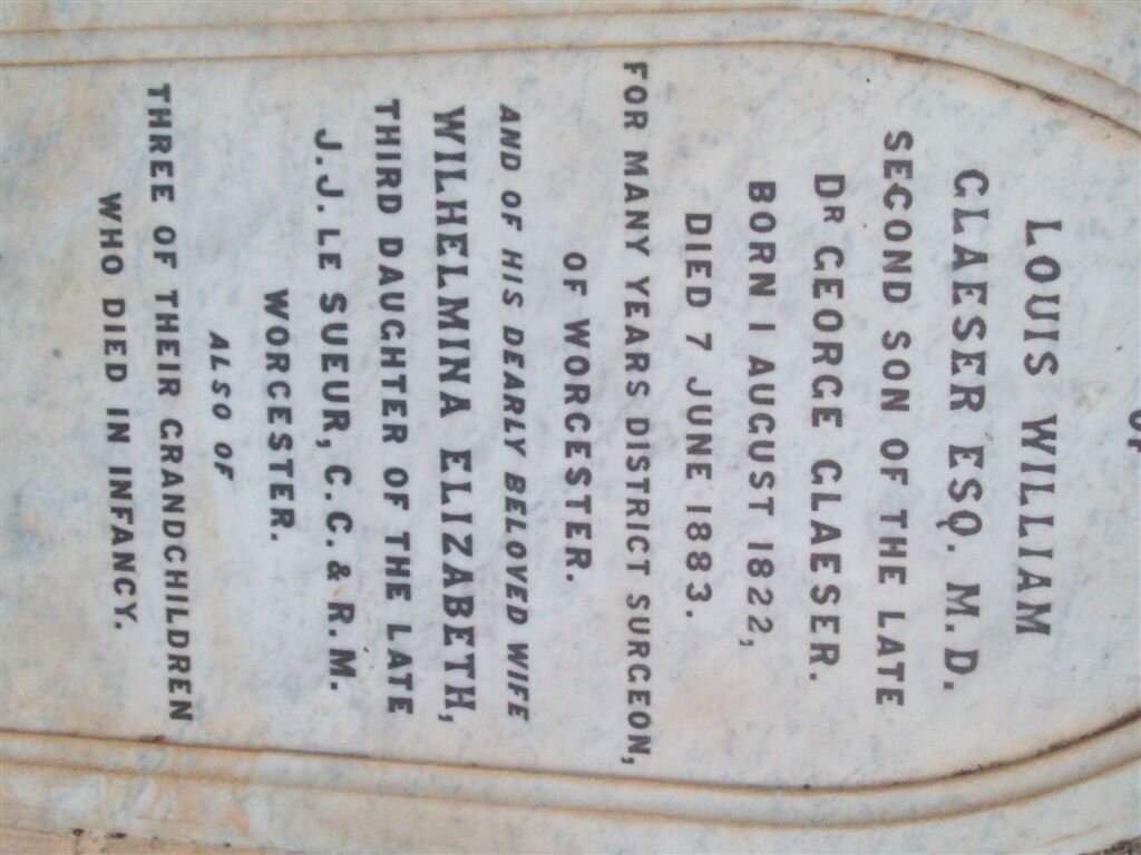 GLAESER Louis William 1822-1883 &amp; Wilhelmina Elizabeth