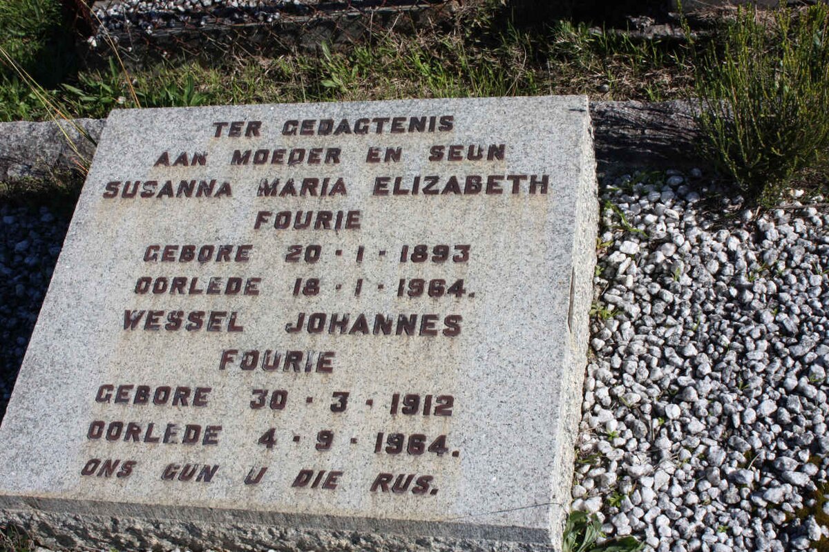 FOURIE Susanna Maria Elizabeth 1893-1964 :: FOURIE Wessel Johannes 1912-1964 