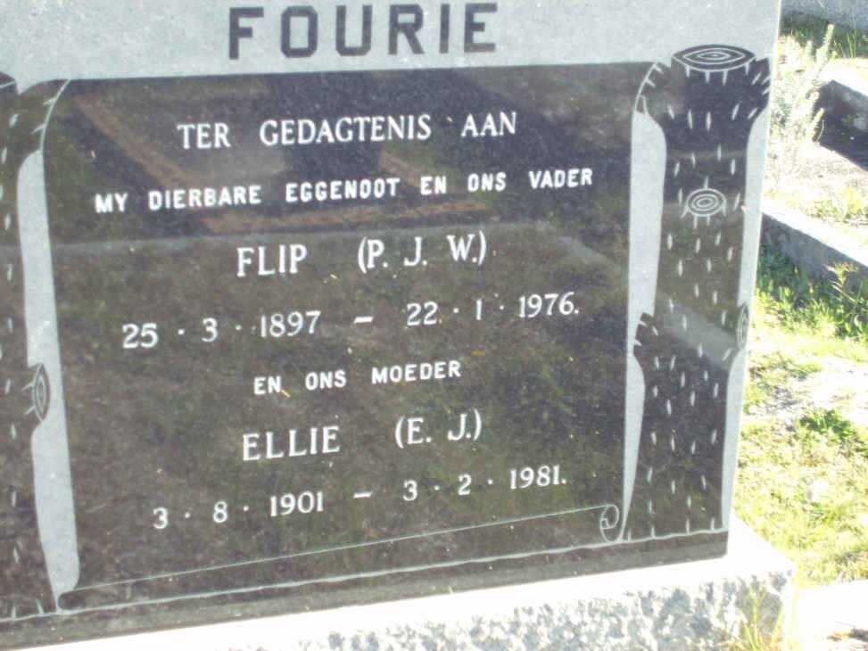 FOURIE P.J.W. 1897-1976 &amp; E.J. 1901-1981