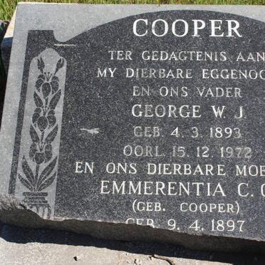 COOPER George W.J. 1893-1972 &amp; Emmerentia C.C. COOPER 1897-1984 