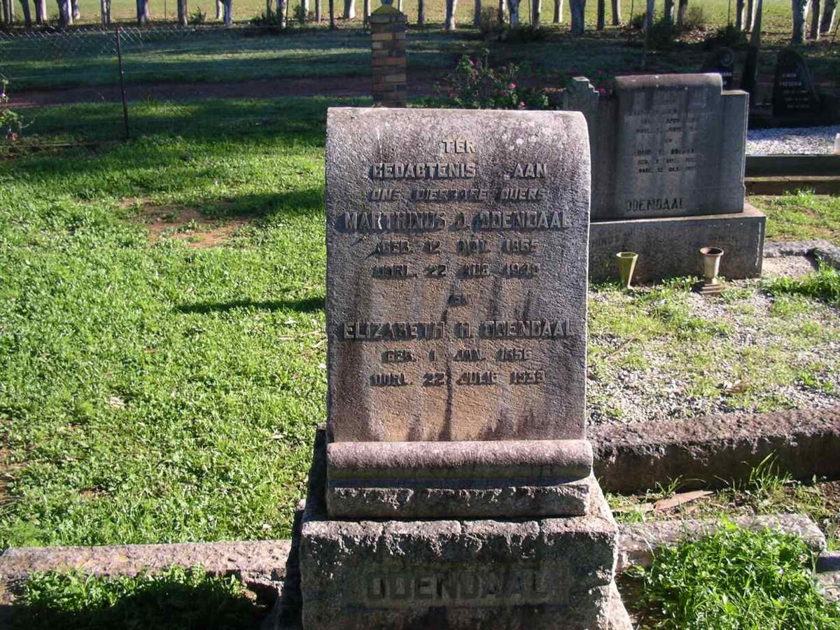 ODENDAAL Marthinus J. 1865-1940 &amp; Elizabeth H. 1856-193?