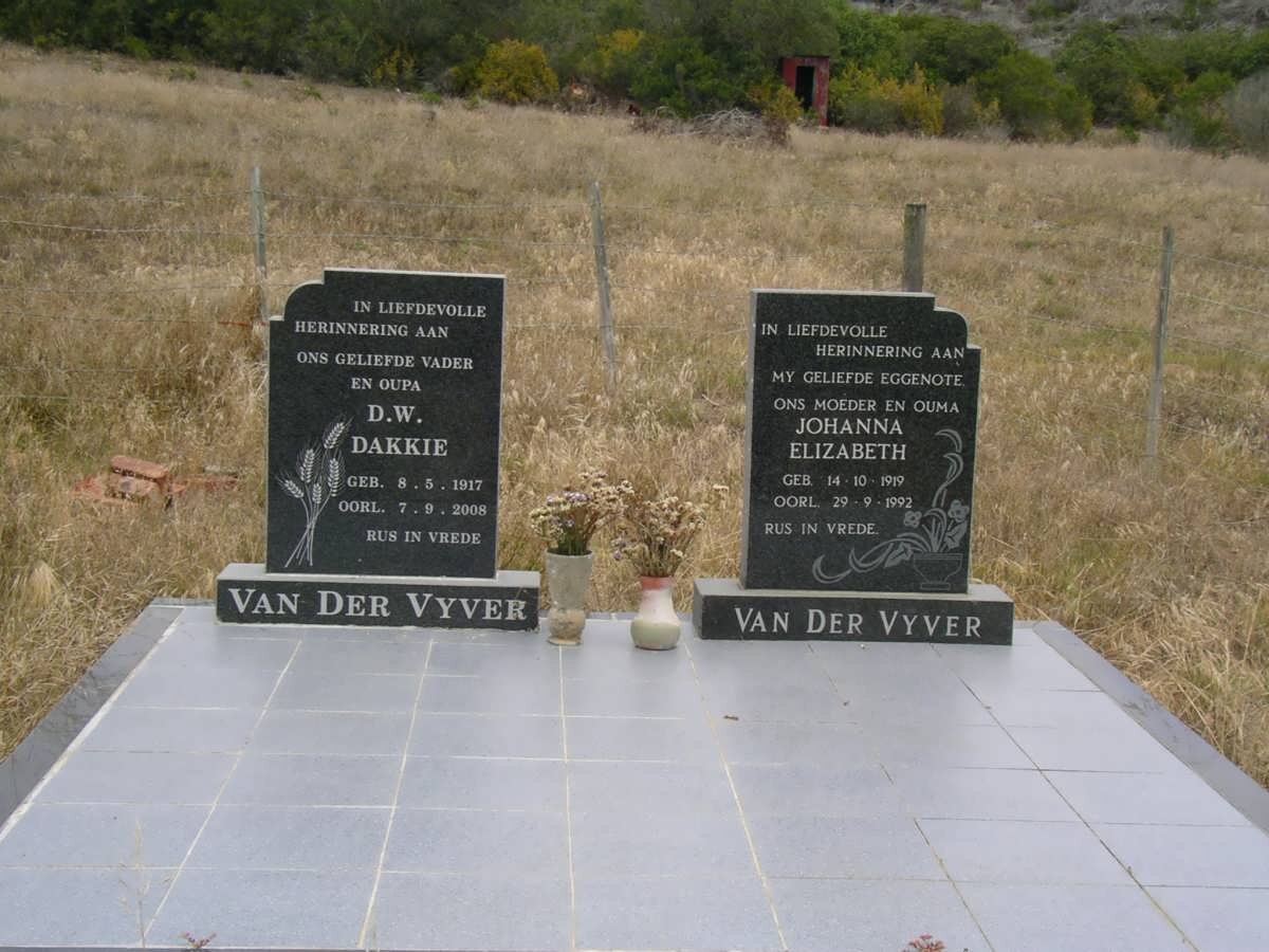 VYVER D.W., van der 1917-2008 &amp; Johanna Elizabeth 1919-1992