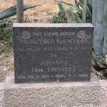 WYK Jacobus, van 1870-1943 &amp; Johanna COETZEE 1871-1968