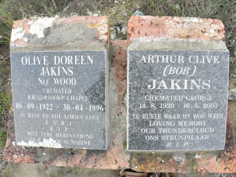 JAKINS Arthur Clive 1920-2003 &amp; Olive Doreen WOOD 1922-1996