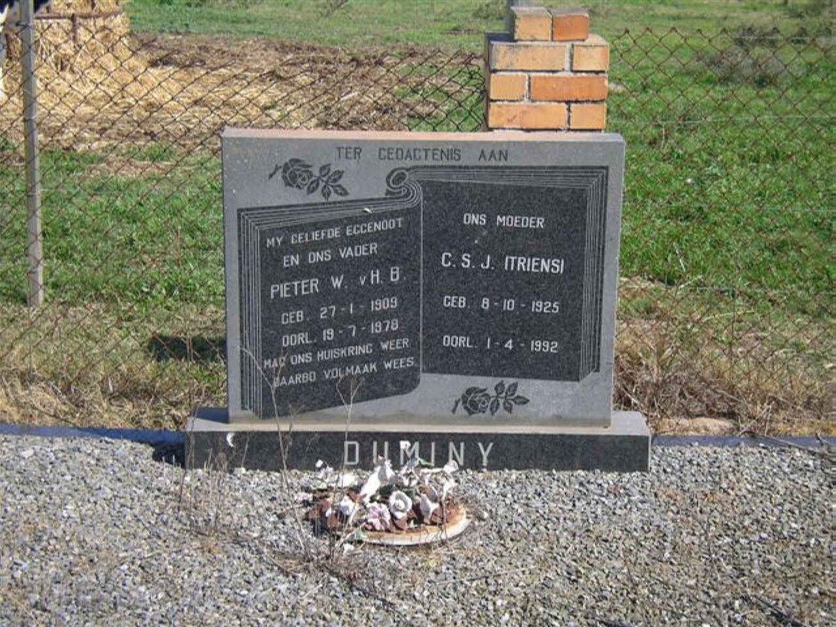 DUMINY Pieter W. v.H. B 1909-1978 &amp; G.S.J. 1925-1992