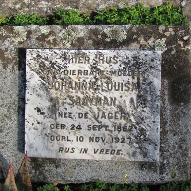SAAYMAN Johanna Louisa nee DE JAGER 1862-1927