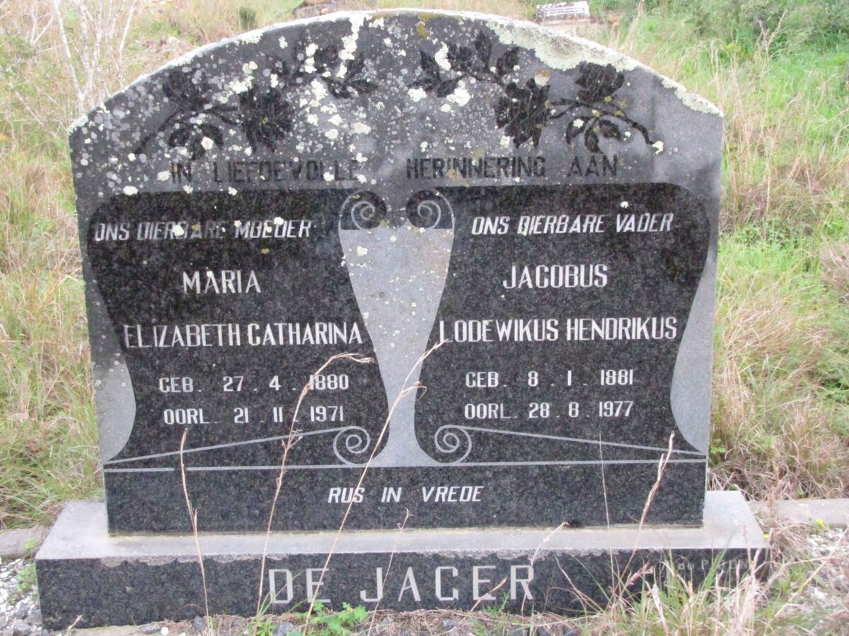 JAGER Jacobus Lodewikus Hendrikus, de 1881-1977 &amp; Elizabeth Catharina 1880-1971