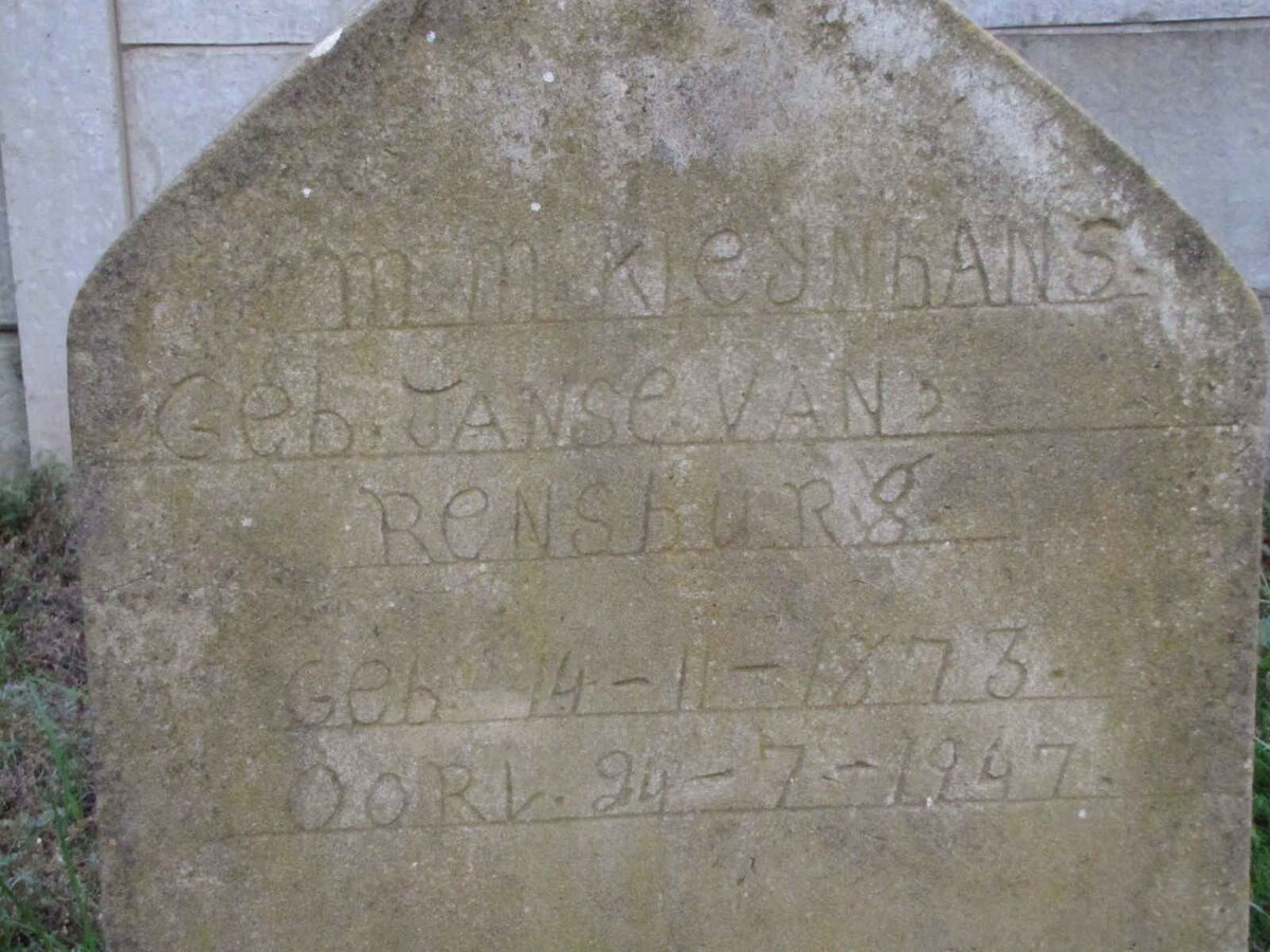 KLEYNHANS M.M. nee JANSE VAN RENSBURG 1873-1947