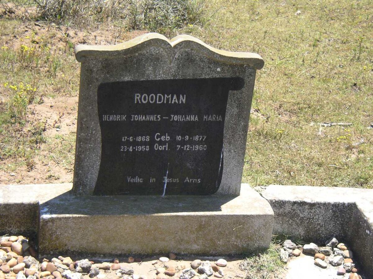ROODMAN Hendrik Johannes 1868-1958 &amp; Johanna Maria 1877-1960
