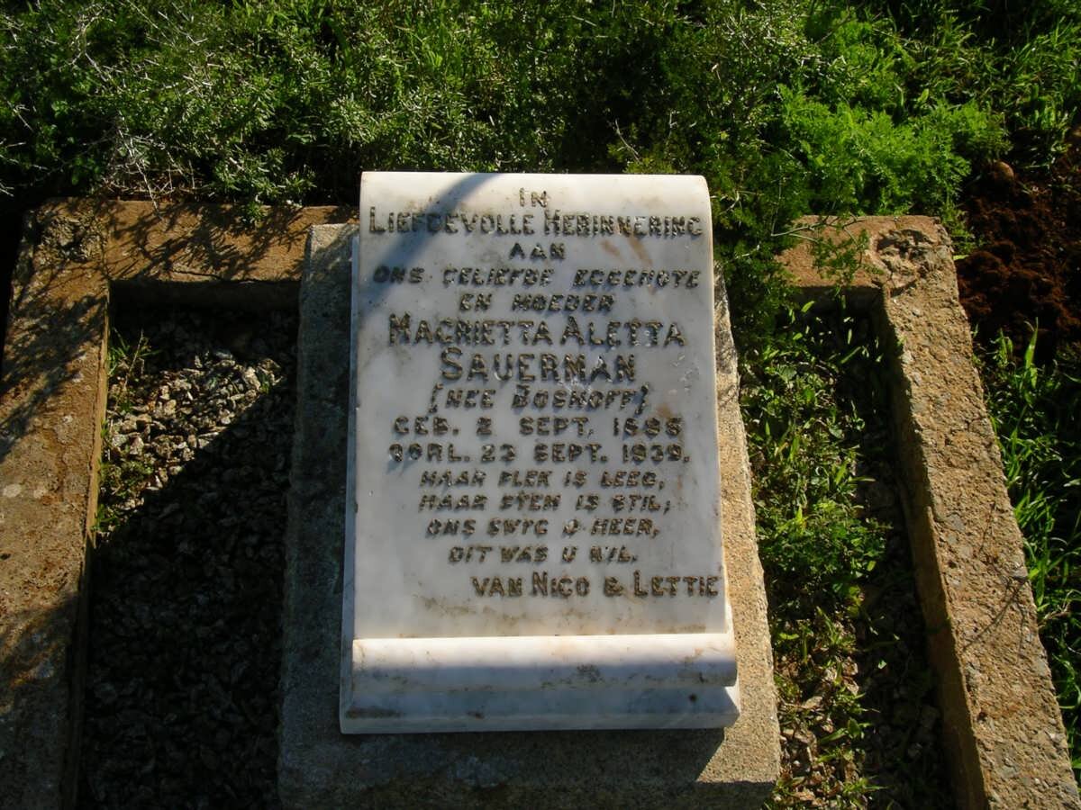 SAUERMAN Magrietta Aletta nee BOSHOFF 1885-1939