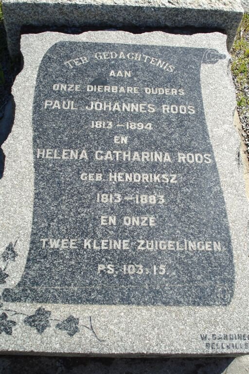 ROOS Paul Johannes 1813-1905 &amp; Helena Catharina HENDRIKSZ 1813-1905