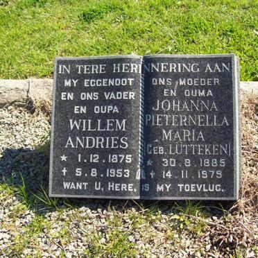 ? Willem Andries 1875-1953 &amp; Johanna Pieternella Maria  LUTTEKEN 1885-1979