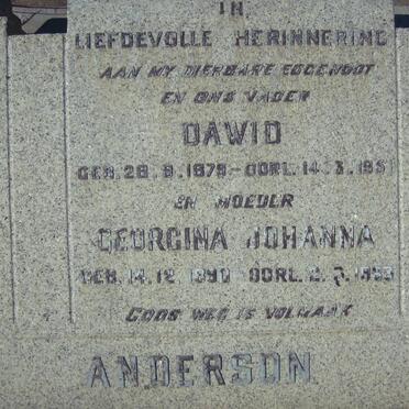 ANDERSON Dawid 1878-1951 &amp; Georgina Johanna 1880-1963
