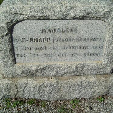 ACKERMANN Madalene nee HAARHOFF 1896-1978