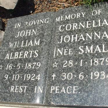 ALBERTS John William 1879-1934 &amp; Cornelia Johanna SMAL 1879-1934