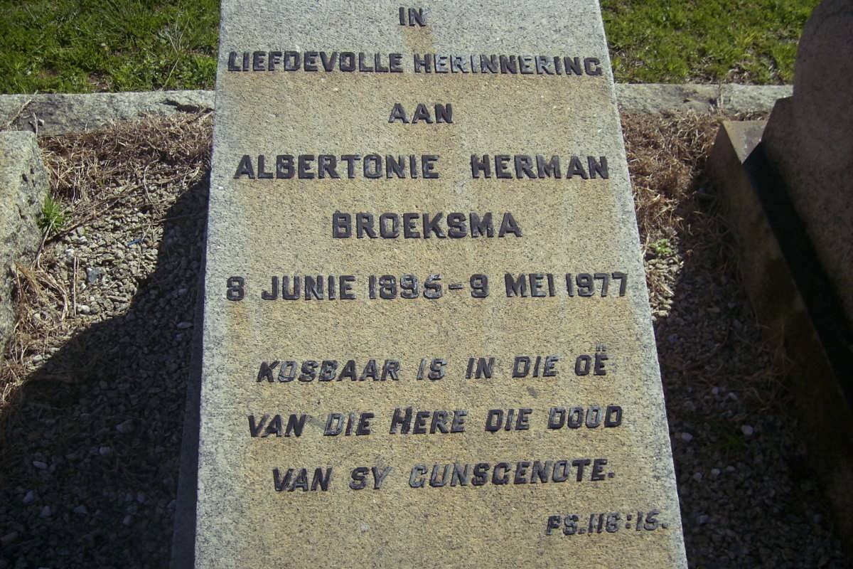 BROEKSMA Albertonie Herman 1895-1977