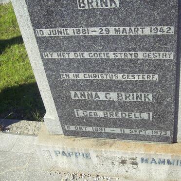 BRINK ? 1881-1942 &amp; Anna C. BREDELL 1891-1973