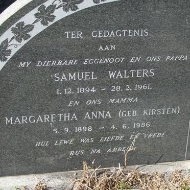 BREDELL Samuel Walters 1894-1961 &amp; Margaretha Anna KIRSTEN 1898-1986