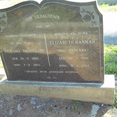 BROWNLOW Richard 1895-1965 &amp; Elizabeth Hannah Mac FARLANE 1900-1988