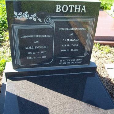 BOTHA S.J.M. 1918-2003 &amp; M.M.J. 1927-1995