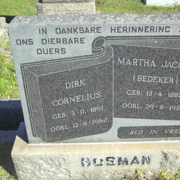 BOSMAN Dirk Cornelius 1891-1962 &amp; Martha Jacoba BEDEKER 1887-1964