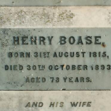 BOASE Henry 1815-1893 &amp; Elizabeth Jane 1819-1916