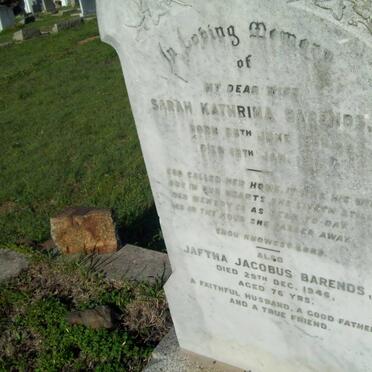 BARENDS Jaftha Jacobus -1946 &amp; Sarah Kathrina 1868-1911