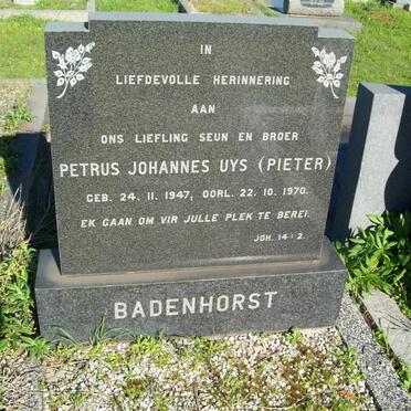 BADENHORST Petrus Johannes Uys 1947-1970