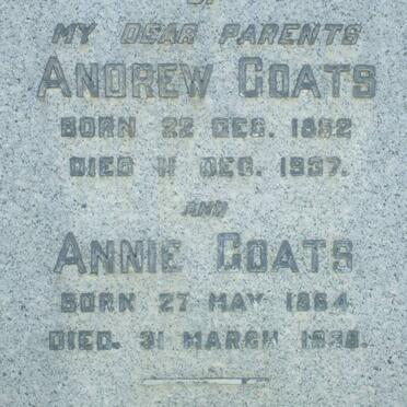 COATES Andrew 1852-1937 &amp; Annie 1864-1938