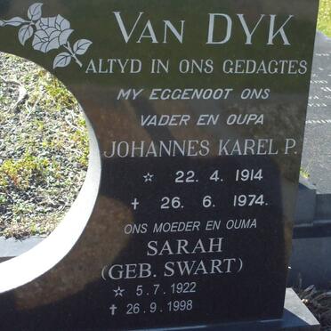 DYK Johannes Karel P., van 1914-1974 &amp; Sarah SWART 1922-1998