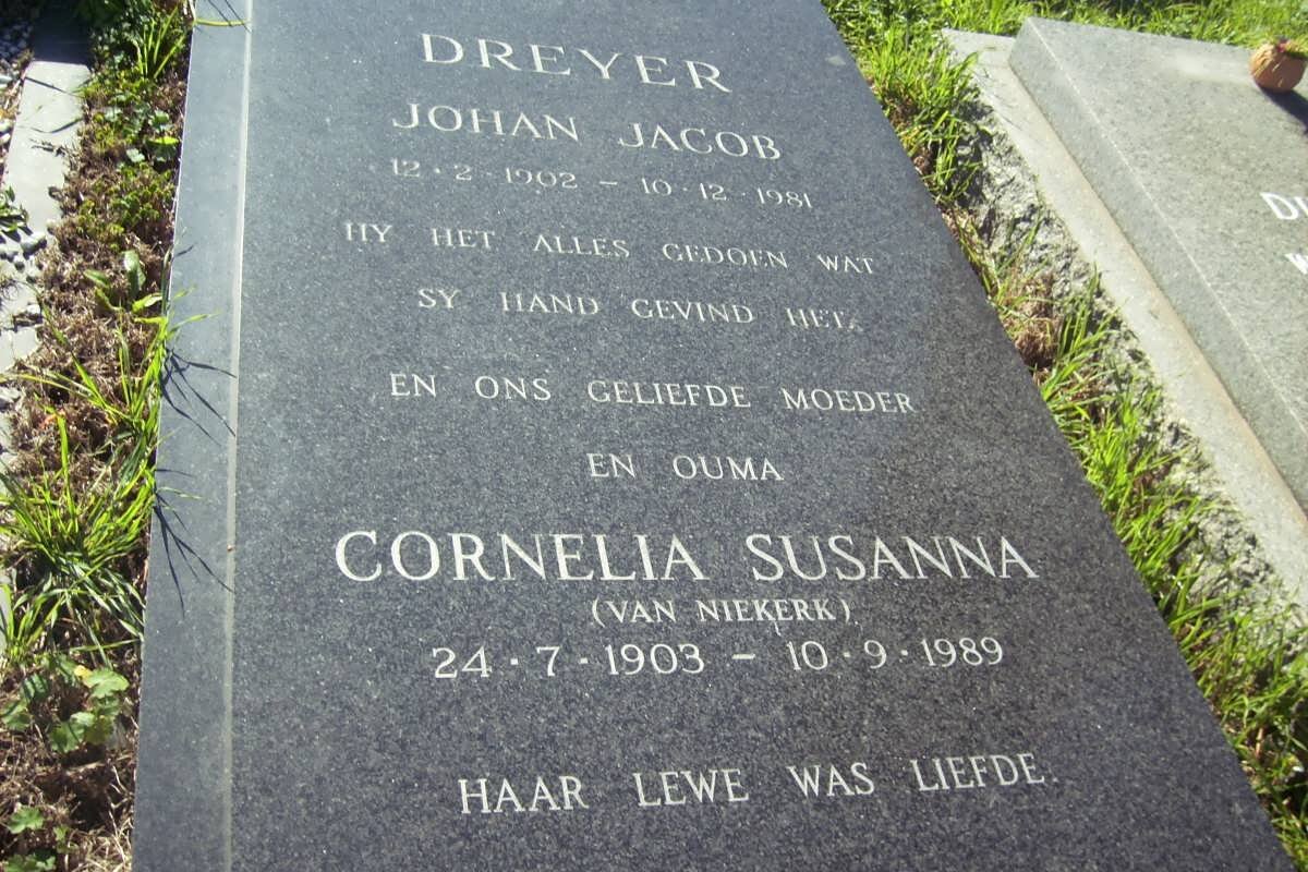DREYER Johan Jacob 1902-1981 &amp; Cornelia Susanna VAN NIEKERK 1903-1989