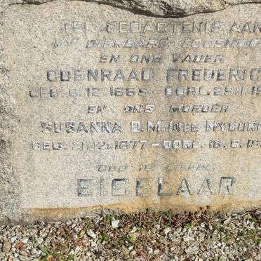 EIGELAAR Coenraad Frederick 1865-1953 &amp; Susanna D.M. MYBURGH 1877-1954
