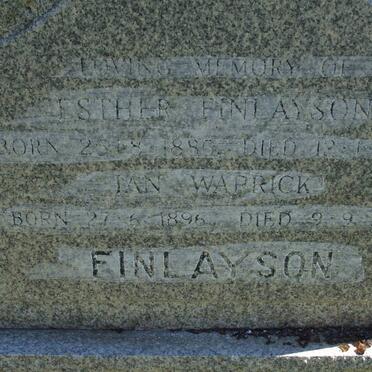 FINLAYSON Ian Warrick 1896-1976 &amp; Esther 1885-1975
