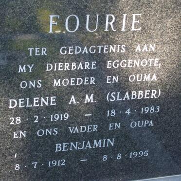 FOURIE Benjamin 1912-1995 &amp; A.M. SLABBER 1919-1983