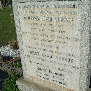 GORDON Benjamin John 1877-1948 :: GORDON Violet Annie 1900-1974 :: GORDON Irene 1901-1938