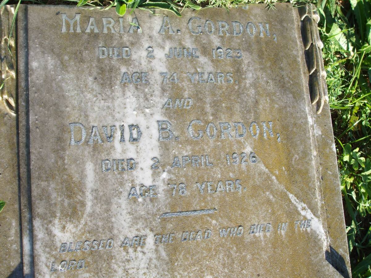 GORDON David B. -1926 &amp; Maria A. -1923