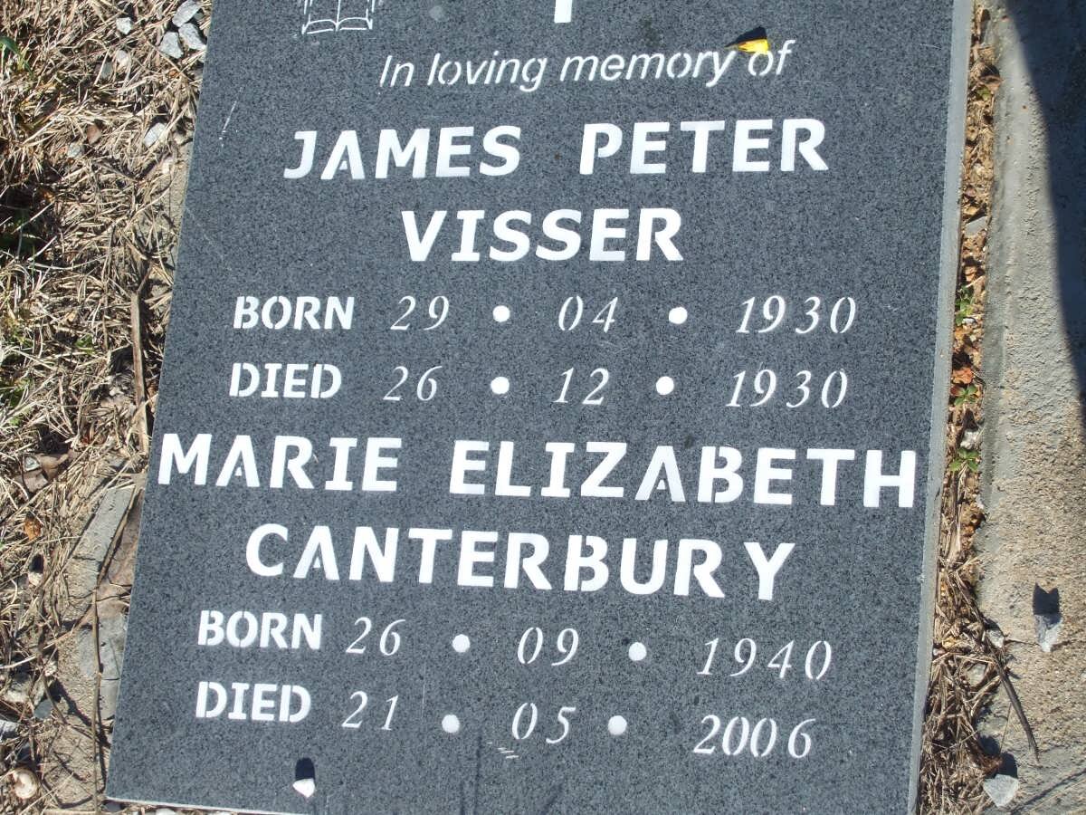 VISSER James Peter 1930-1930 :: CANTERBURY Marie Elizabeth 1940-2006