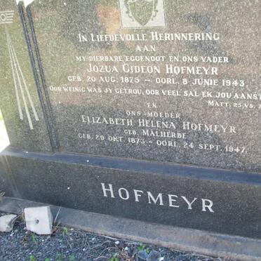 HOFMEYR Jozua Gideon 1875-1943 &amp; Elizabeth Helena MALHERBE 1873-1947