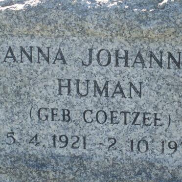 HUMAN Anna Johanna nee COETZEE 1921-1971