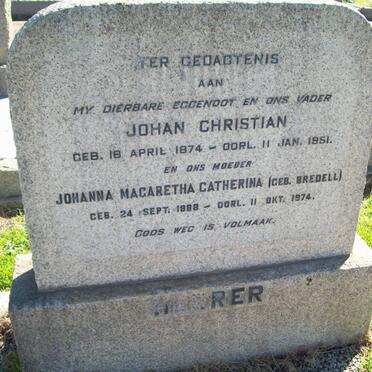 HERRER Johan Christian 1874-1951 &amp; Johanna Magaretha Catherina BREDELL 1888-1974