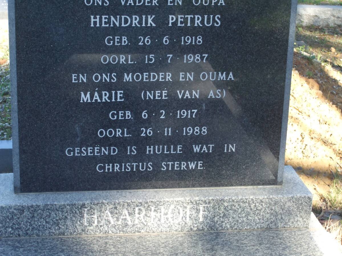 HAARHOFF Hendrik Petrus 1918-1987 &amp; Maria VAN AS 1917-1988