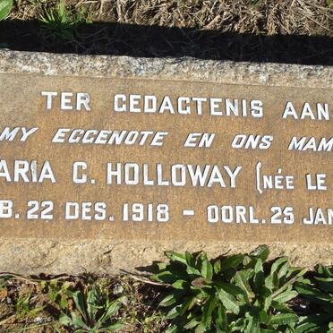 HOLLOWAY Maria C. nee LE ROUX 1918-1948
