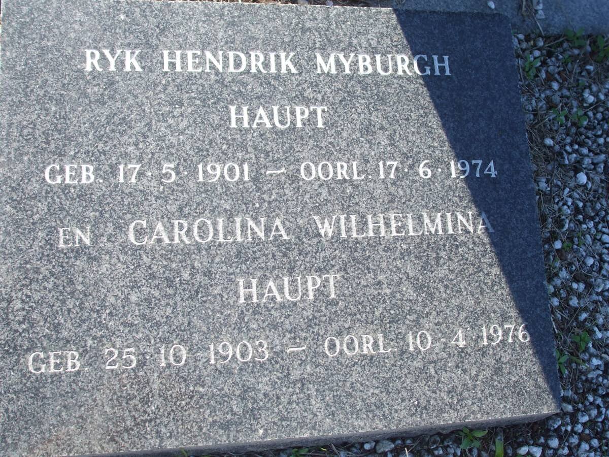 HAUPT Ryk Hendrik Myburgh 1901-1974 &amp; Carolina Wilhelmina 1903-1976