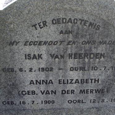 HEERDEN Isak, van 1902-1964 &amp; Anna Elizabeth VAN DER MERWE 1900-1998