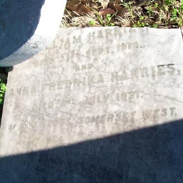 HARRIES William -1919 &amp; Anna Fredrika -1921